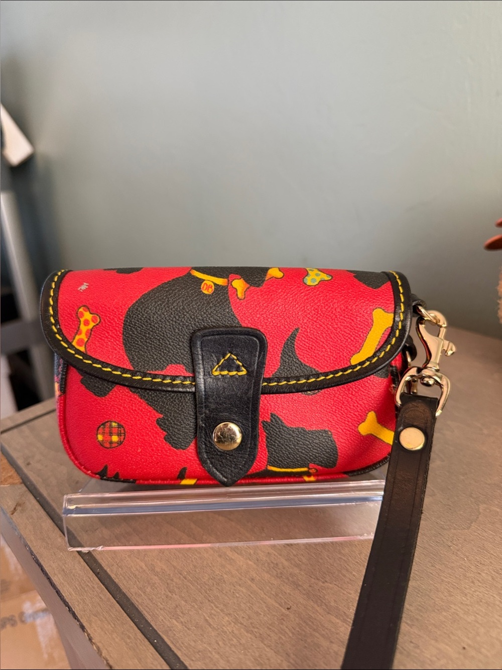 Dooney & Bourke Scotty Dog Patterned Wristlet with Dog Hangtag